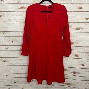Ann Taylor Red Fit and Flare Career Dress